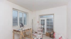 Remodeling attic bathroom with drywall repair, plastering painting, stucco. Bathroom repair and renovation with gypsum plaster boards